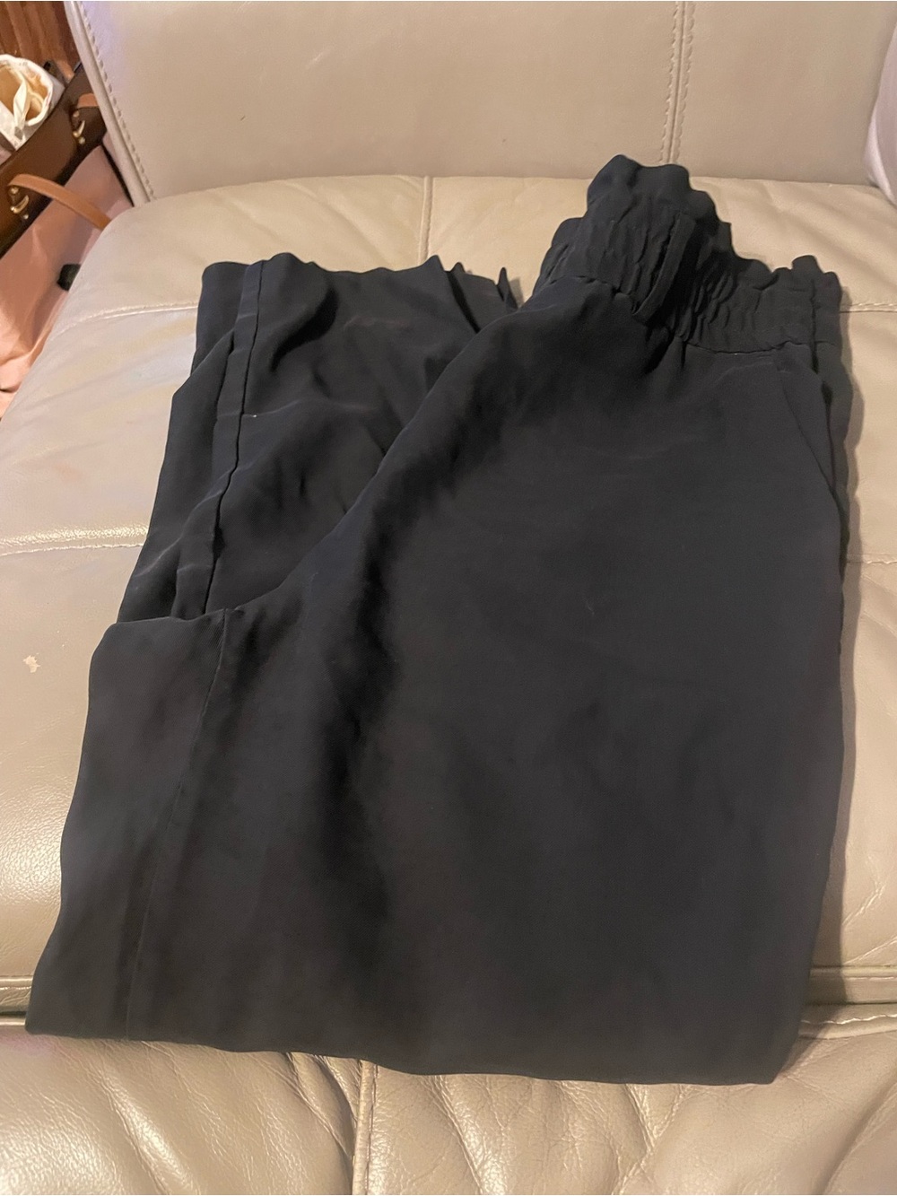 Zara Black Elastic-Waist Relaxed Trousers